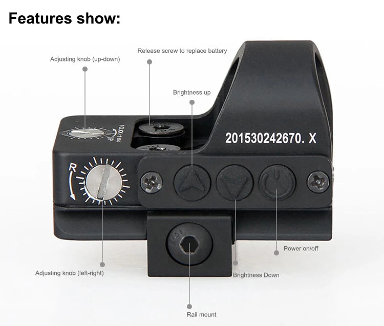 Hunting Scope 2MOA Red Dot Scope airsoft Gun Tactical Mini Red Dot Scope Rifle Point Sight Magnification 1X For Hunting gs2-0078
