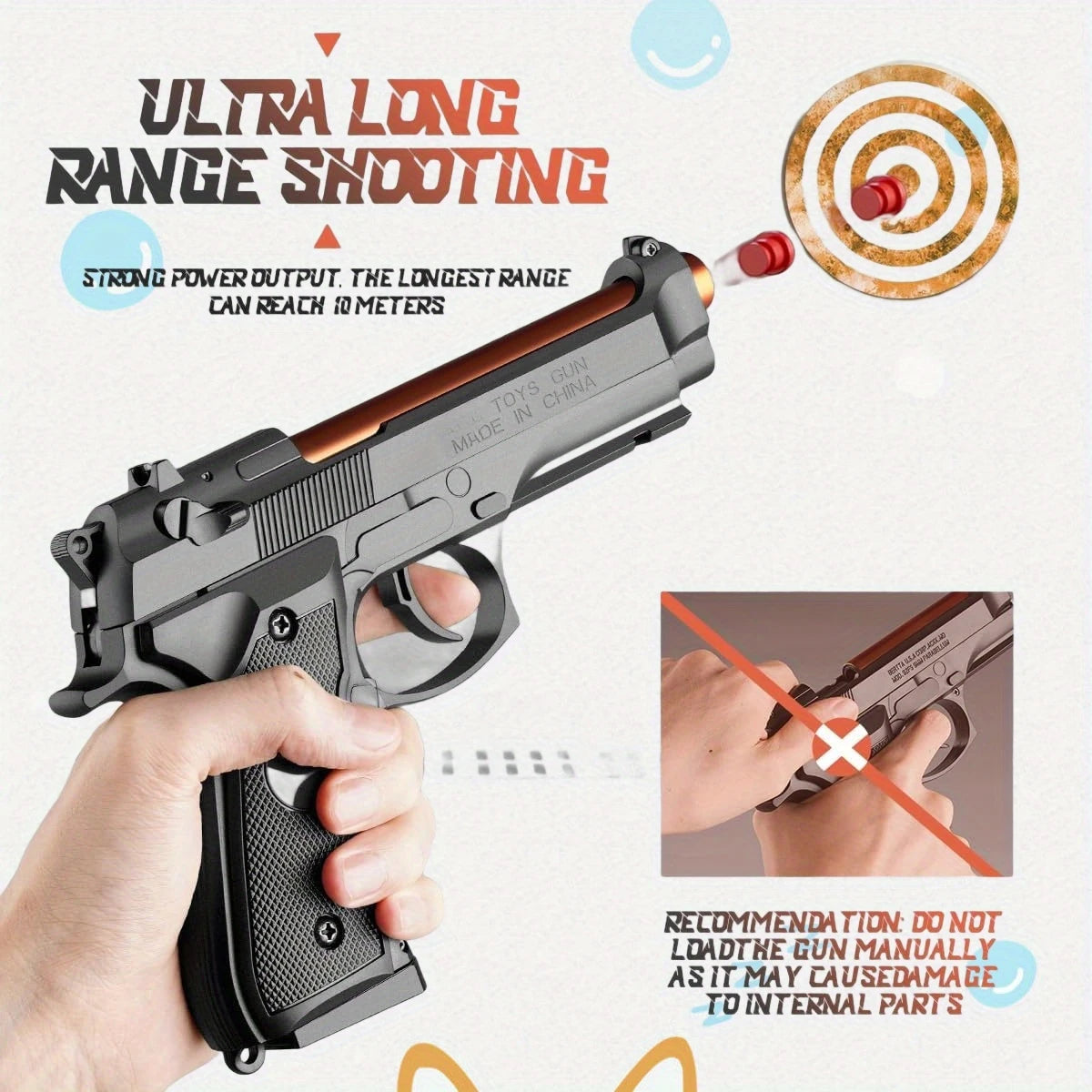 M9A3 Continuous Firing Throwing Shell Toy Gun Soft Bullet Airsoft Outdoor Sports CS Game Weapon Pistol for Children Gift