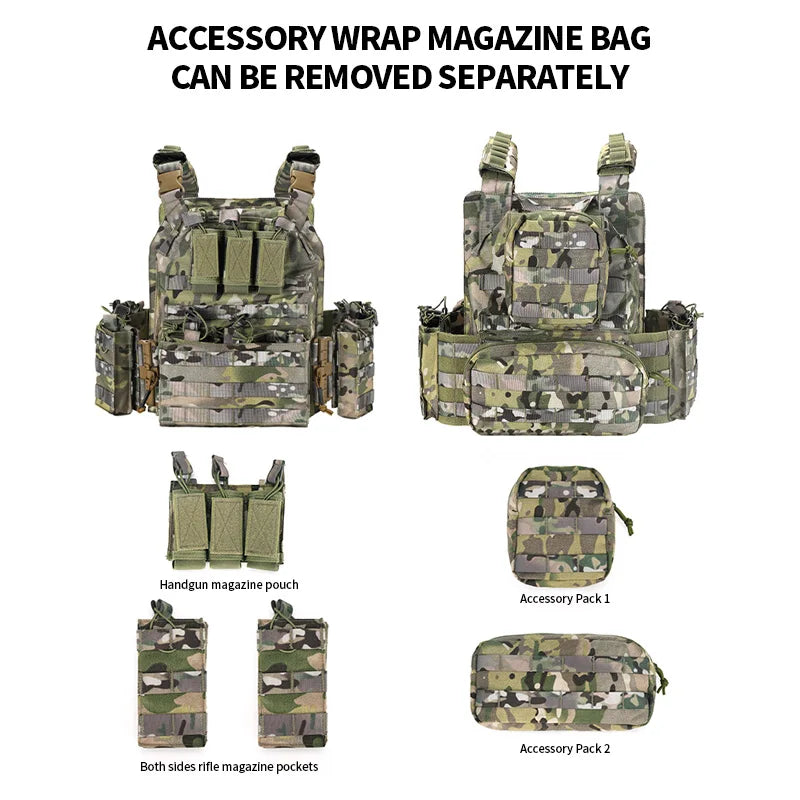 Airsoft Quick Release Camouflage Chaleco Tactical 1000D Outdoor Shooting Combat Tactical Armor Vest for Outdoor Paintball Game