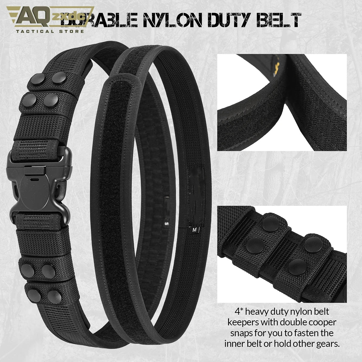 AQzxdc Duty Belt 2'' Police Belts with Hook Lining Nylon Tactical Belt for Law Enforcement Officers with 4 Belt Keeper