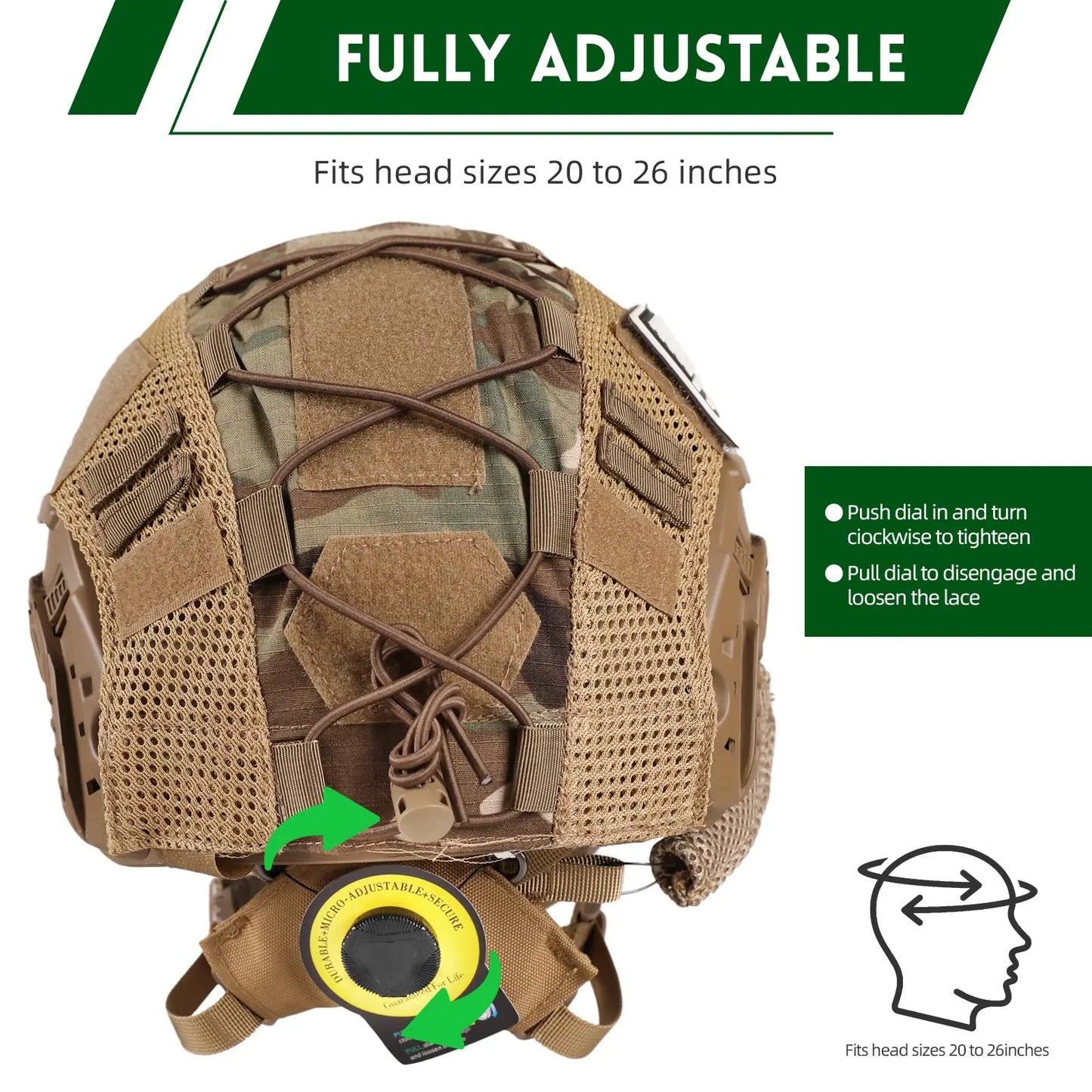 AQzxdcAdjustable Tactical Helmet Set with Counterweight Pouch & Cover for Airsoft, Cosplay, Military Gear Paintball War Game