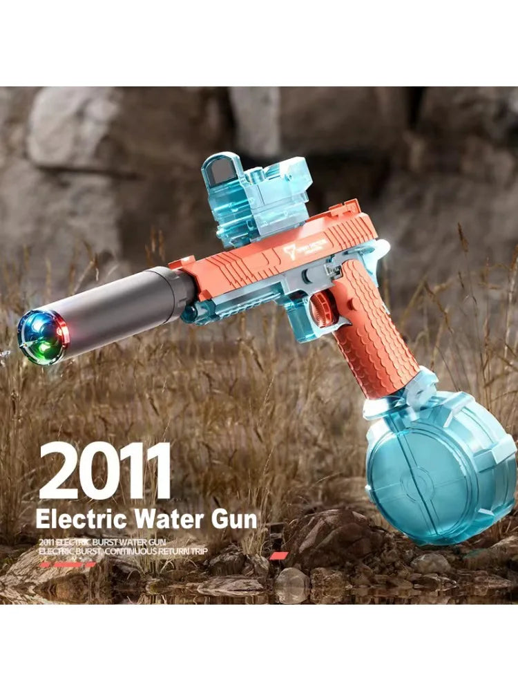 2011 Electric Water Gun With Light Flashing Pistol Summer Outdoor Pool Water Gun Continuous Firing Water Fights for Adults Kids