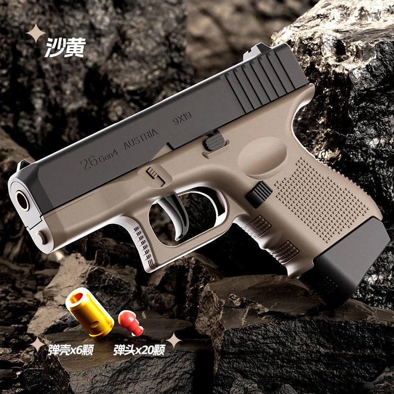 Mini G26 Empty Hanging Shell Ejecting Toy Gun Soft Bullet Blaster Toy Black Pistol for Kids Boys Girls Gift