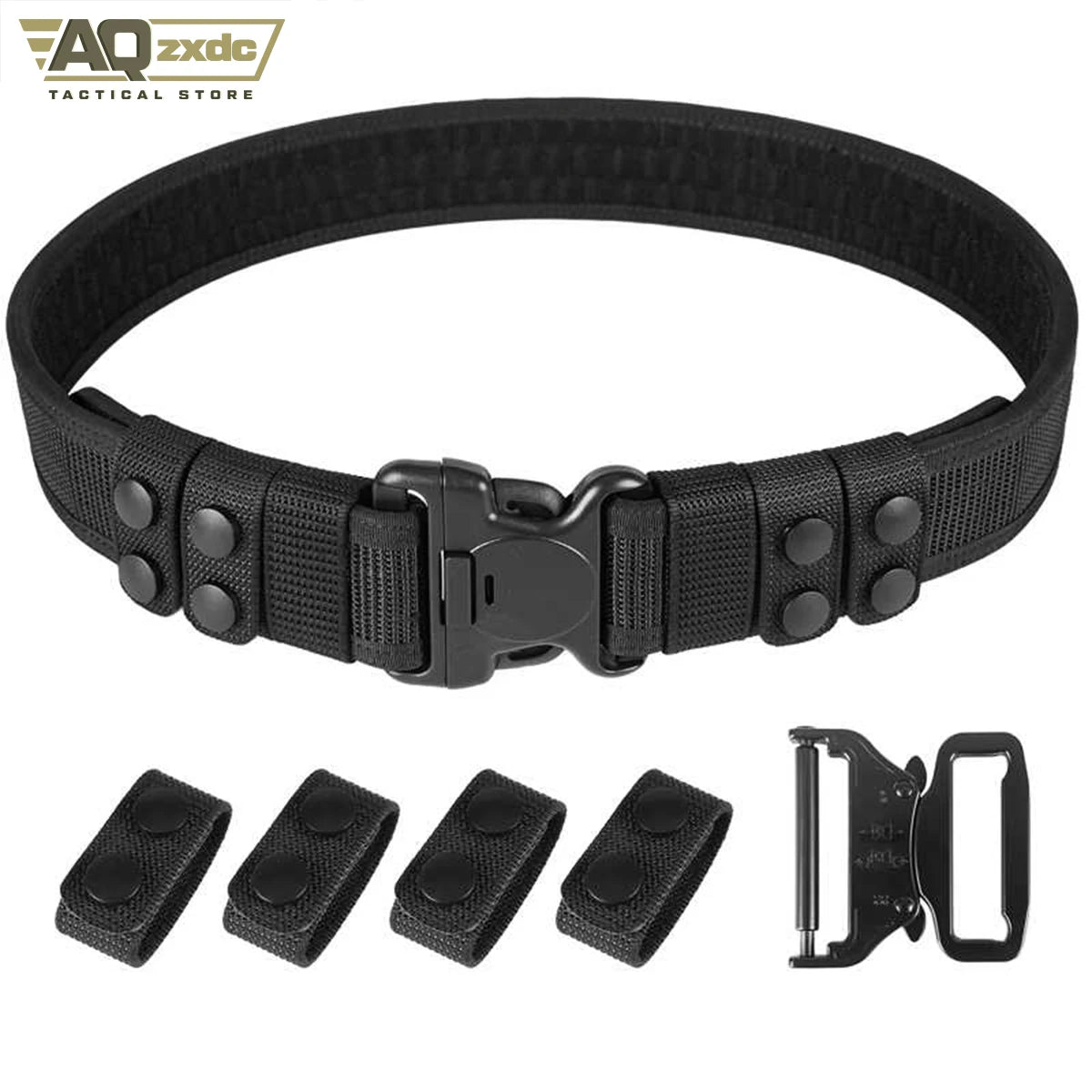 AQzxdc Duty Belt 2'' Police Belts with Hook Lining Nylon Tactical Belt for Law Enforcement Officers with 4 Belt Keeper