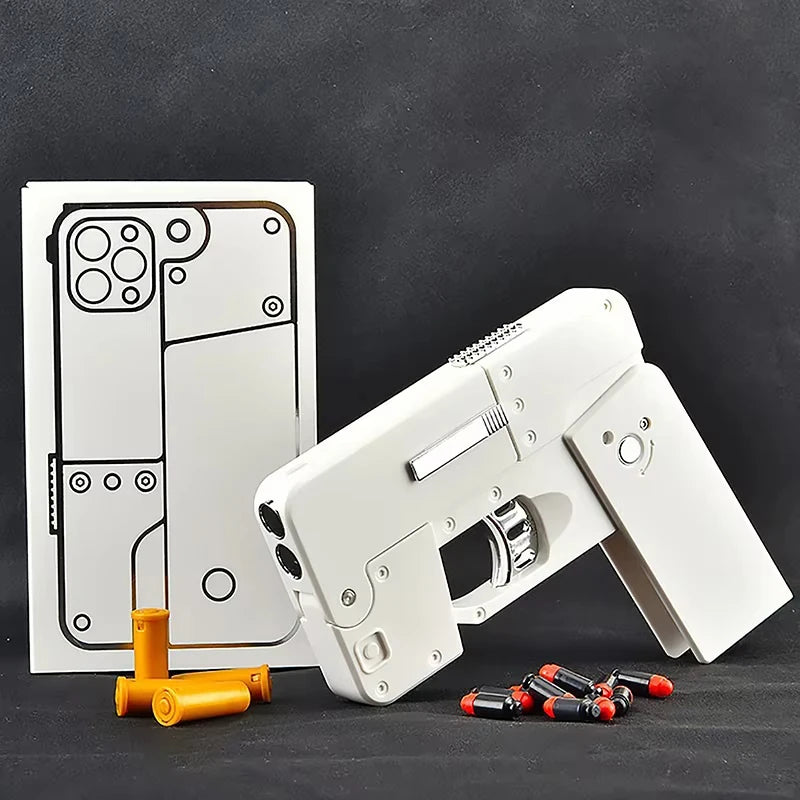Folding Mobile Phone Soft Bullet Launcher Shell Throwing Child Simulation Toy Gun Model