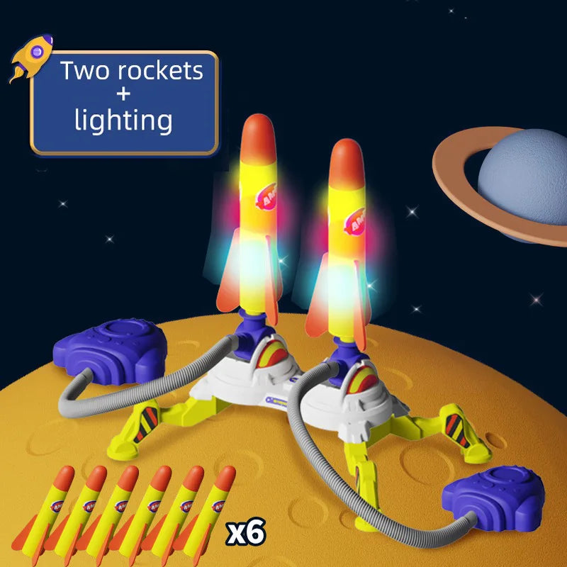 AQzxdc Children's rocket launcher outdoor pedal launcher small rocket luminous shell boy toy gift Foam Rocket Launcher Toy