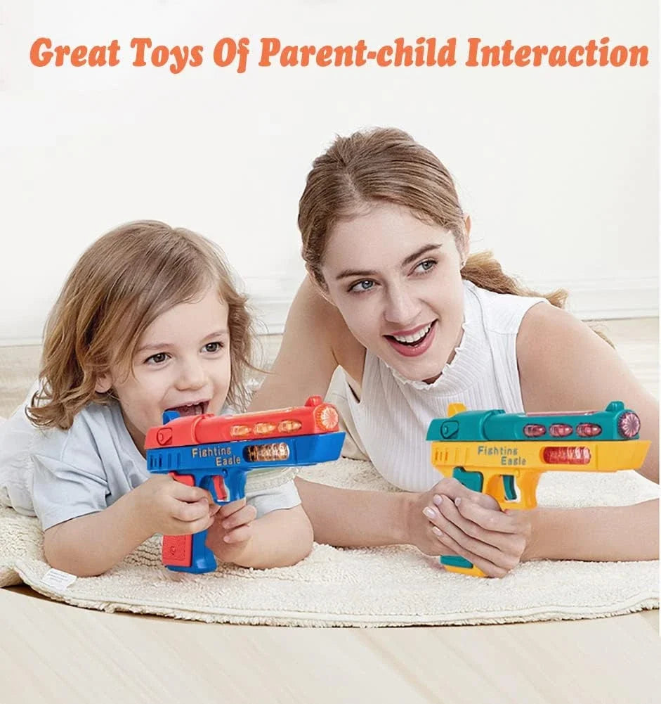 Electric Light Up Pistol Toy Hand Gun Toys with Dazzling LEDs Light Fighting Sound Unique Telescopic Action Pistol for Kids Gift