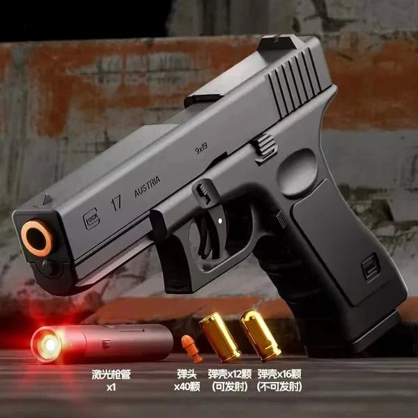 Laser Version Dual-mode Shell Ejecting G17 Automatic Shooting Gun Soft Bullet Pistol Toy Gun CS Outdoor Weapons for Kids