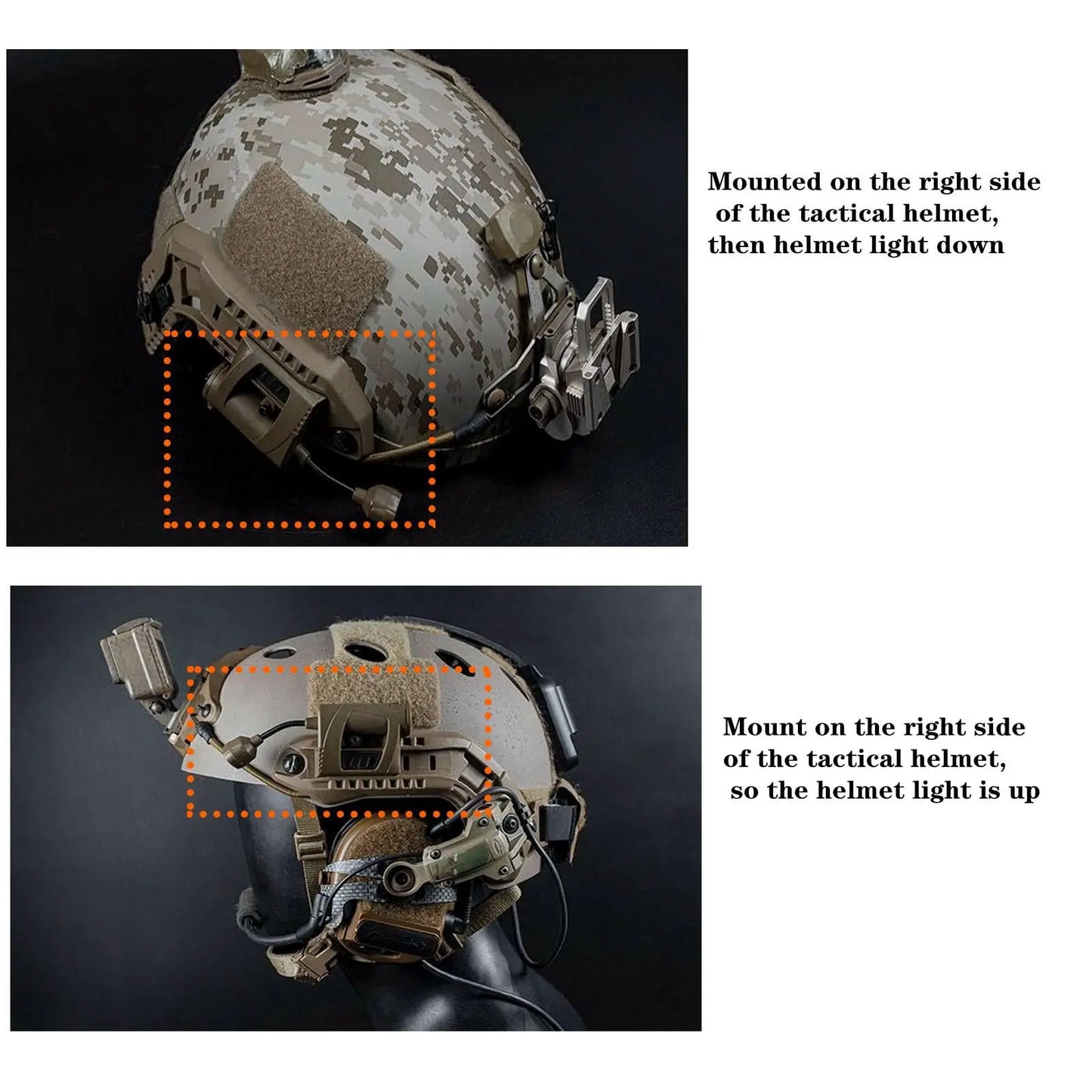 Tactical Helmet Light Military with LED Task Lamp Survival Signal Light for Fast Mich Helmet for Outdoor Sports Hunting Fishing