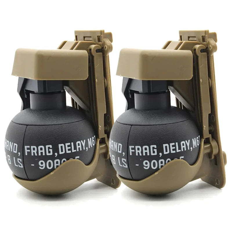 2 Pcs Tactical Grenade Model Toy, M67 Burst Grenade, Military Smoke Grenade Model, for Airsoft Paintball Hunting CS War Game