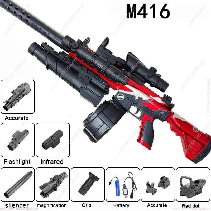 Electric M416 Toy Gun Automatic Gel Bullet Blaster Children Toys Outdoor Game AirSoft Sniper Rifle Splatter Gun Weapon For Boy