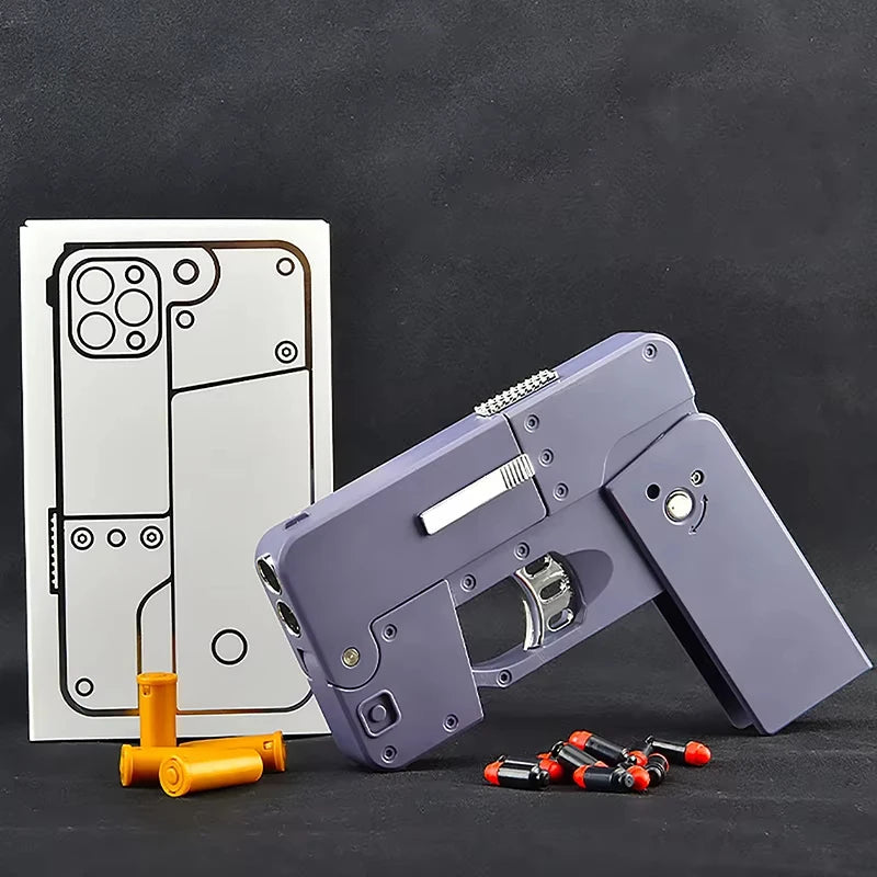 Folding Mobile Phone Soft Bullet Launcher Shell Throwing Child Simulation Toy Gun Model