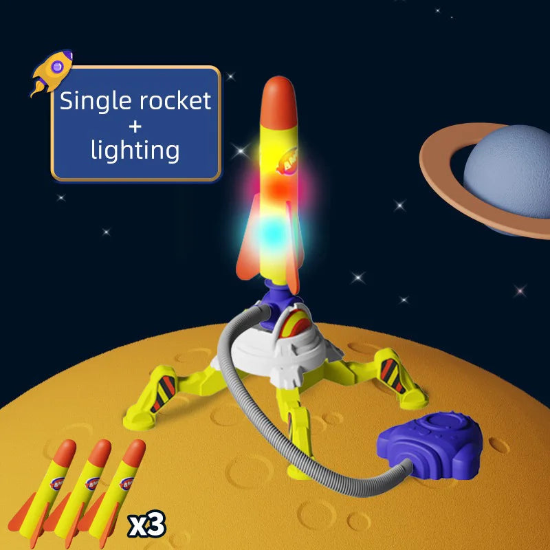 AQzxdc Children's rocket launcher outdoor pedal launcher small rocket luminous shell boy toy gift Foam Rocket Launcher Toy