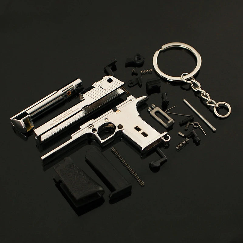 1:4 Alloy Scale Desert Eagle Pistol Keychain Mini Toy Gun Weapon Model Metal Keychain For Adult Kids Christmas Gift