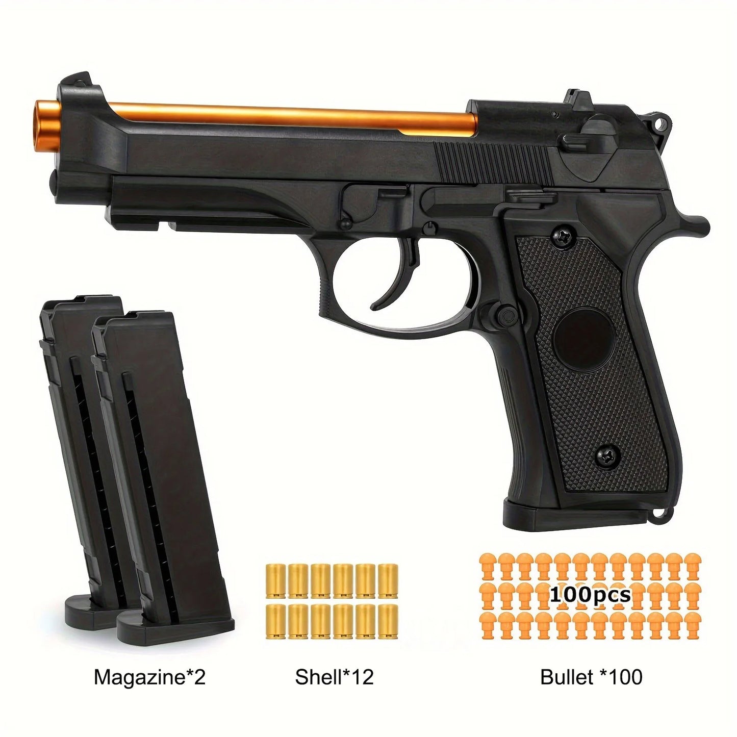 M9A3 Continuous Firing Throwing Shell Toy Gun Soft Bullet Airsoft Outdoor Sports CS Game Weapon Pistol for Children Gift