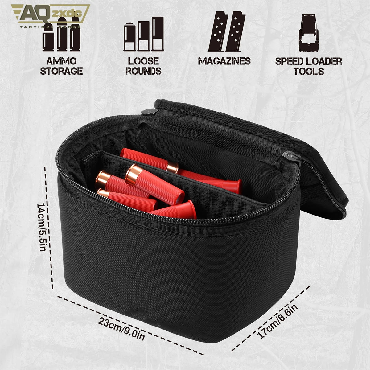 Tactical Ammo Bag, Detachable Inner Space Ammunition Carrier Pouch with ID Patches Ammos Transportation Bag for Pistol Rifle
