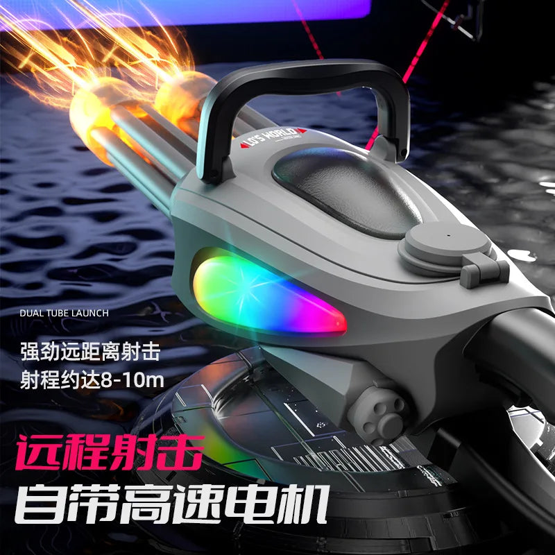 Double-tube electric high-pressure firing Gatling water gun, large-capacity, long-range, lit boy fights in water fight