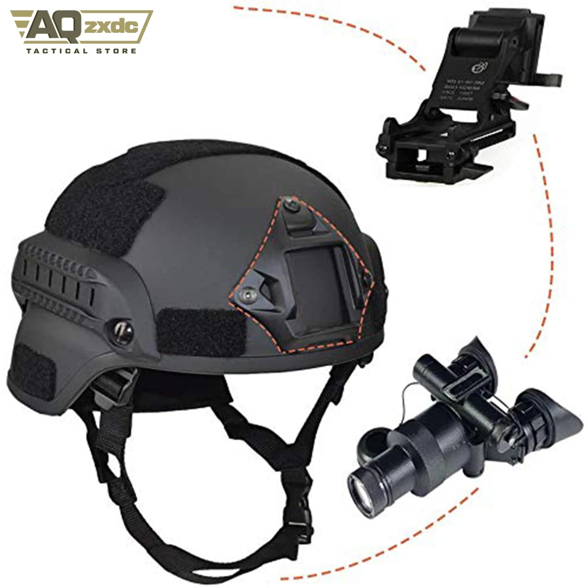 Mich 2000 Style ACH Tactical Helmet with Foldable Ear Protection Dual Straps Half Face Mesh Mask - Goggles for Airsoft Paintball