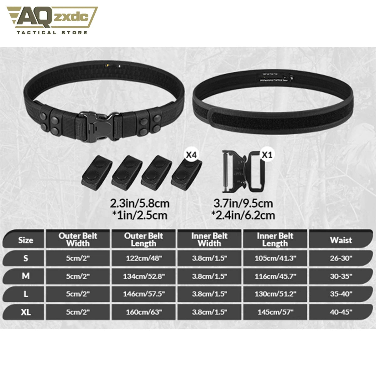 AQzxdc Duty Belt 2'' Police Belts with Hook Lining Nylon Tactical Belt for Law Enforcement Officers with 4 Belt Keeper