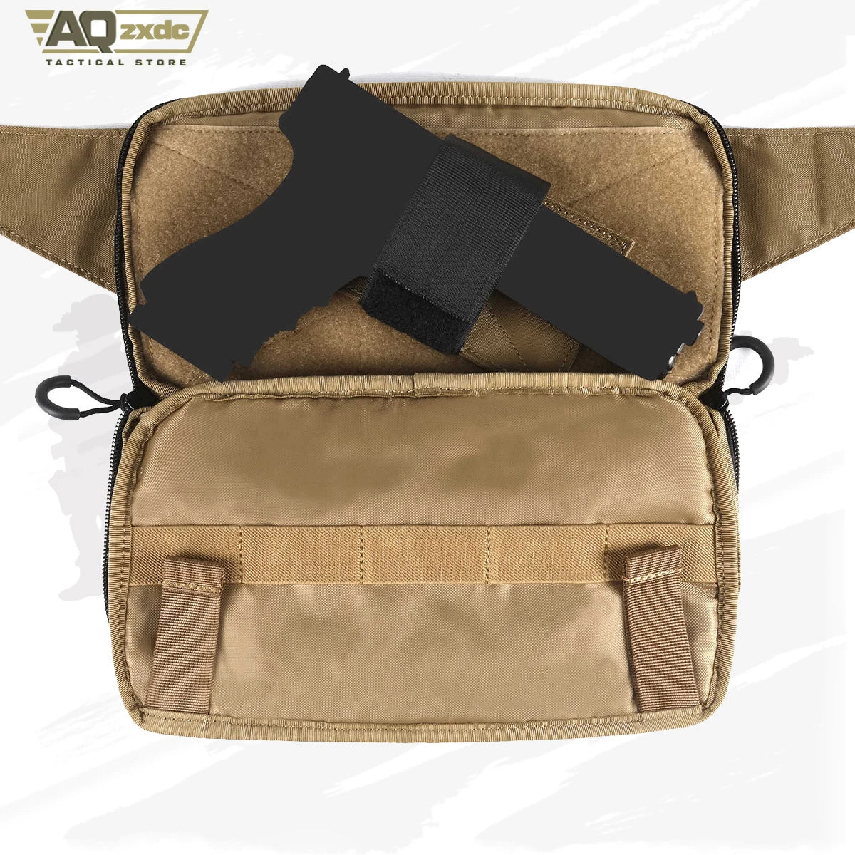 AQzxdc Tactical Molle Chest Harness Concealed Carry Fanny Pack Waist Bag with Holster for EDC Use Suit Airsoft CQB Tactical Game