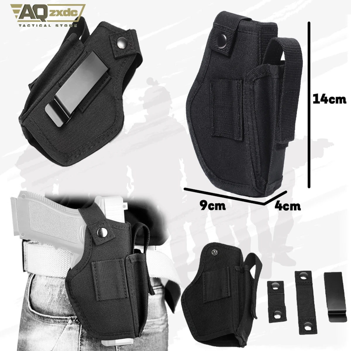 AQ Wargame Beginner Belt Set with Glock Holster, 5.56, 9mm Mag Bag & Folding Sundries Bag & BB Bullet Storage Bag & Medical Bag