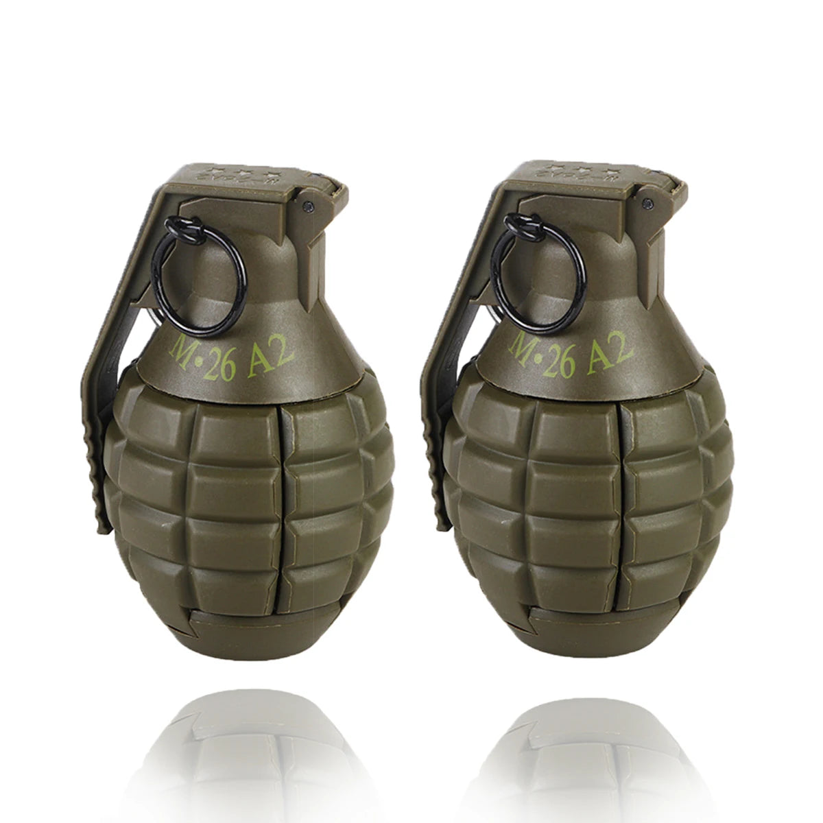 2 Pcs Tactical Grenade Model Toy, M67 Burst Grenade, Military Smoke Grenade Model, for Airsoft Paintball Hunting CS War Game
