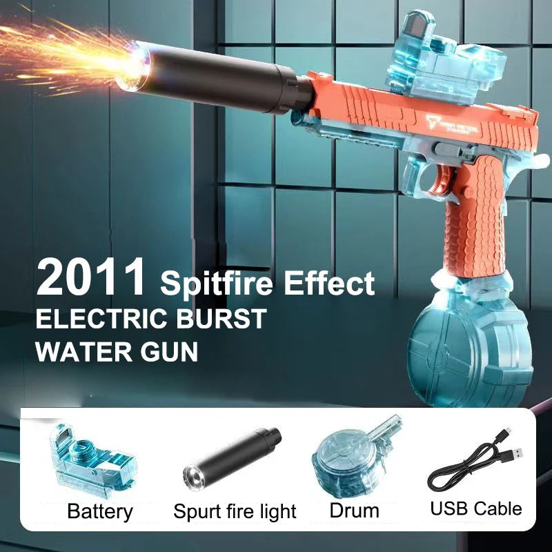 Electric Water Gun Cool Light Full Automatic Water Spray Gun Summer Toy Pistol Sports Entertainment Children Gifts