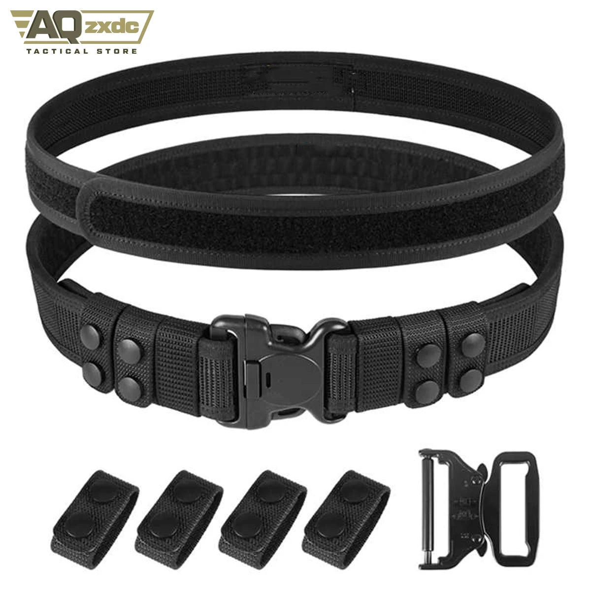 AQzxdc Duty Belt 2'' Police Belts with Hook Lining Nylon Tactical Belt for Law Enforcement Officers with 4 Belt Keeper