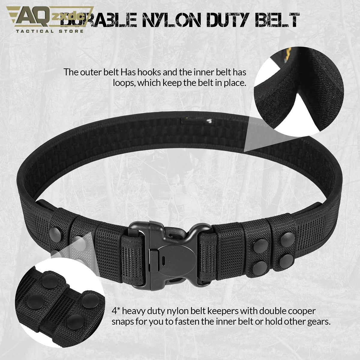 AQzxdc Duty Belt 2'' Police Belts with Hook Lining Nylon Tactical Belt for Law Enforcement Officers with 4 Belt Keeper