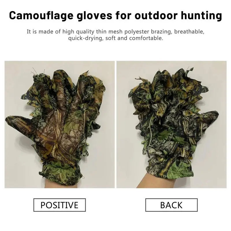Ghillie Camouflage 3D Leafy Full Face Mask Camo Hunting Gloves, Camo Hunter Hunting Accessories for Hunting Tactical Camouflage