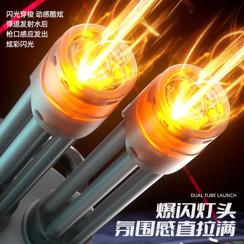 Double-tube electric high-pressure firing Gatling water gun, large-capacity, long-range, lit boy fights in water fight