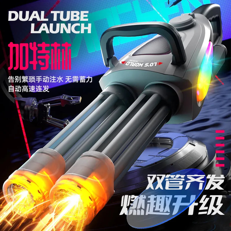 Double-tube electric high-pressure firing Gatling water gun, large-capacity, long-range, lit boy fights in water fight