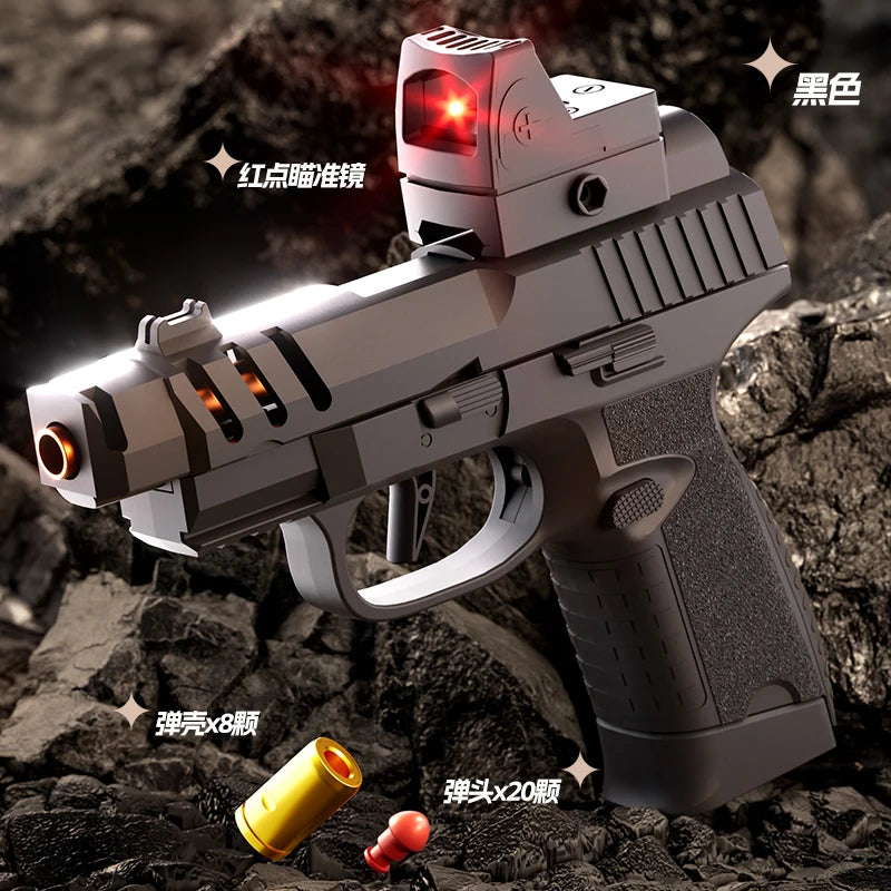 Auto Mini FN365 Black Toy GunContinuous Firing Shell Throwing Gun Model Soft Bullet Launcher BlowBack Airsoft Pistol for Kids