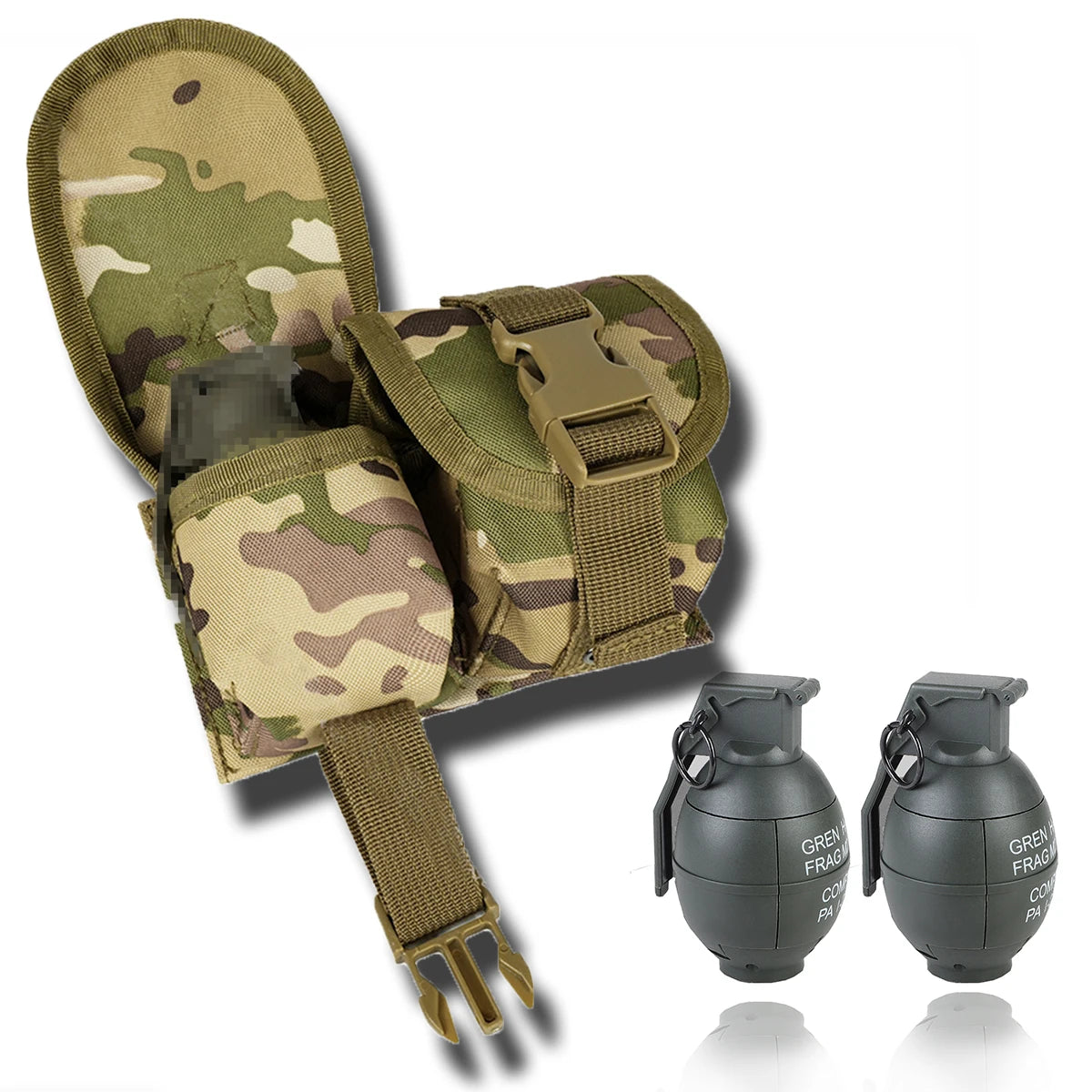 2 Pcs Tactical Grenade Model Toy, M67 Burst Grenade, Military Smoke Grenade Model, for Airsoft Paintball Hunting CS War Game