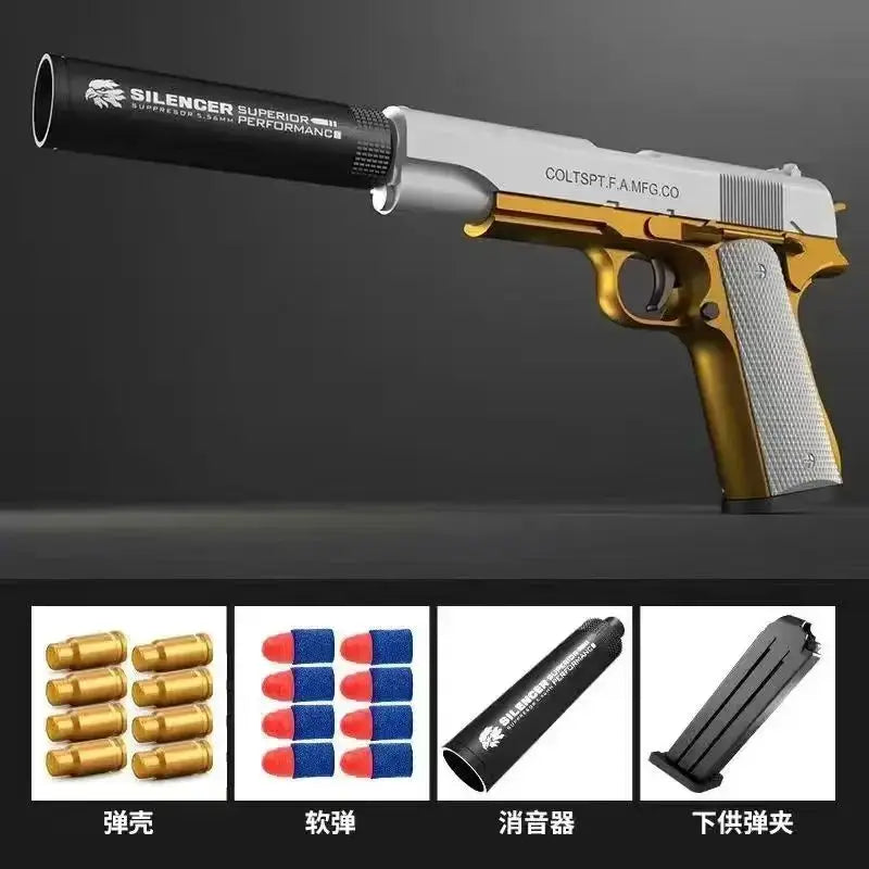 G17 Soft Bullet Toy Gun Shell Ejection Foam Darts Pistol Desert Eagle Airsoft Gun With Silencer For Kid Adult