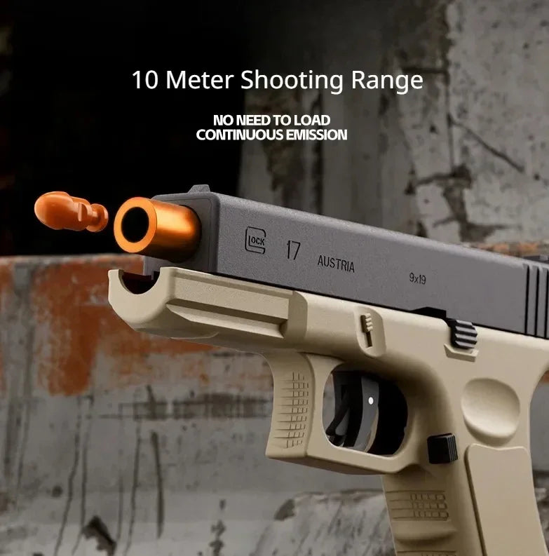 Laser Version Dual-mode Shell Ejecting G17 Automatic Shooting Gun Soft Bullet Pistol Toy Gun CS Outdoor Weapons for Kids