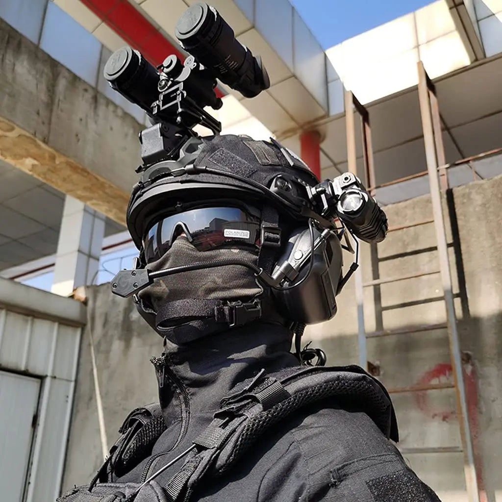 Tactical Helmet Set, Wiht Military Headset & Goggles & NVG Mount & Telescope Model Tactical Combination, for Airsoft Protective