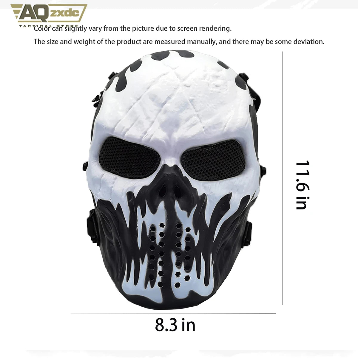AQzxdc Airsoft Mask, Skull Full Face Mask for Halloween Airsoft CS Game Cosplay and Masquerade