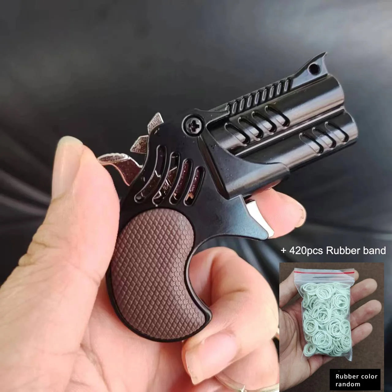 Mini Rubber Band Rifle Sprayer 8 Bursts Rubber Toy Gun Miniature Alloy Pistol Model Ornaments Toy Gun For Boys Chrismas gift
