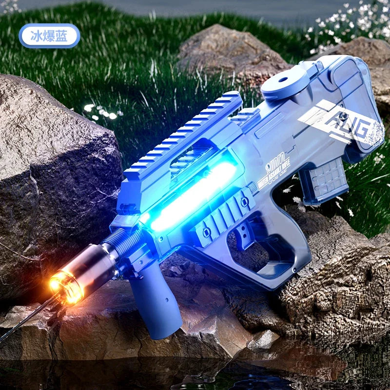 P90 AUG Continuous Firing Electric Water Gun Light Flashing Pistol Summer Outdoor Pool Spray Water Fights Gun for Adults Kids