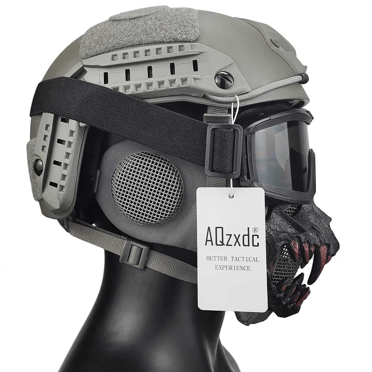 AQzxdc Airsoft Military Helmet with Tactical Goggles And Steel Mesh Mask(With Ear Protective ) 6MM Super Thick Paintball Helmet