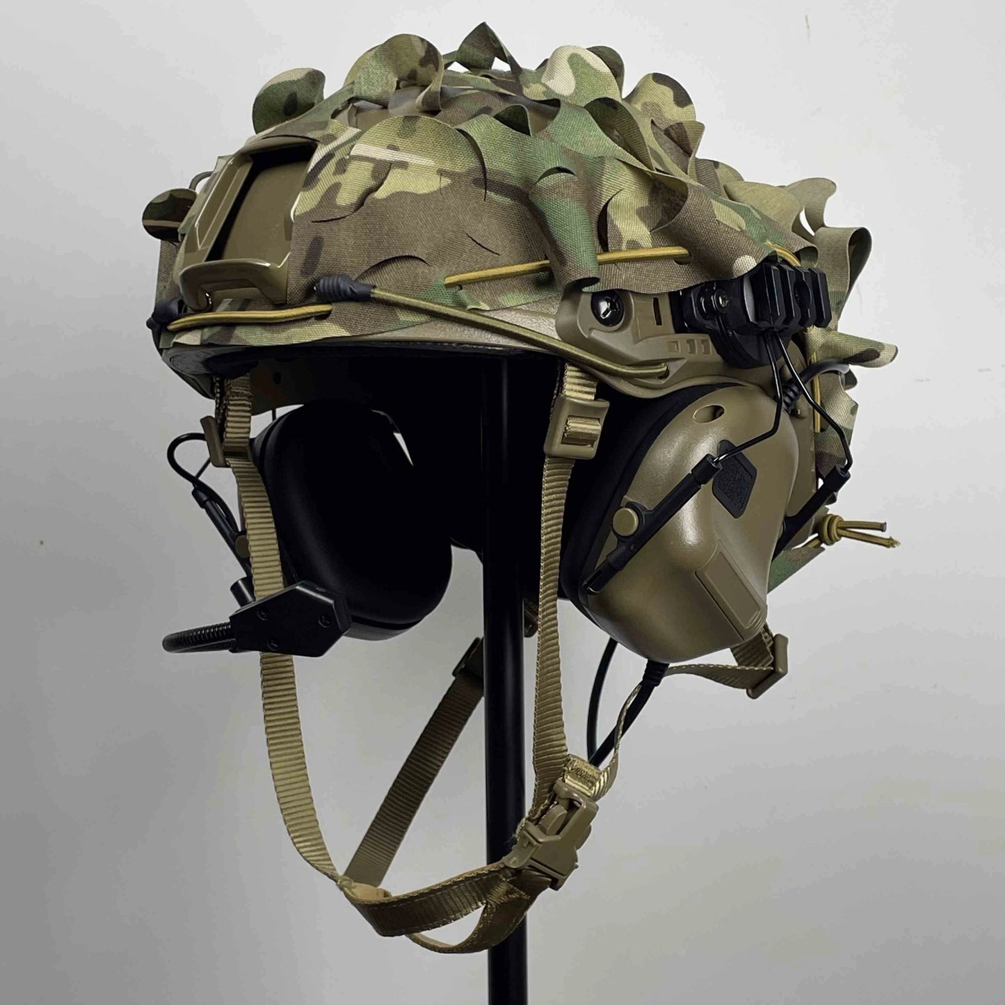 Tactical Helmet Camouflage Cloth Set, with Camouflage Cloth & Airsoft Earphone & Night Vision Mount G24 for Hunting Paintball