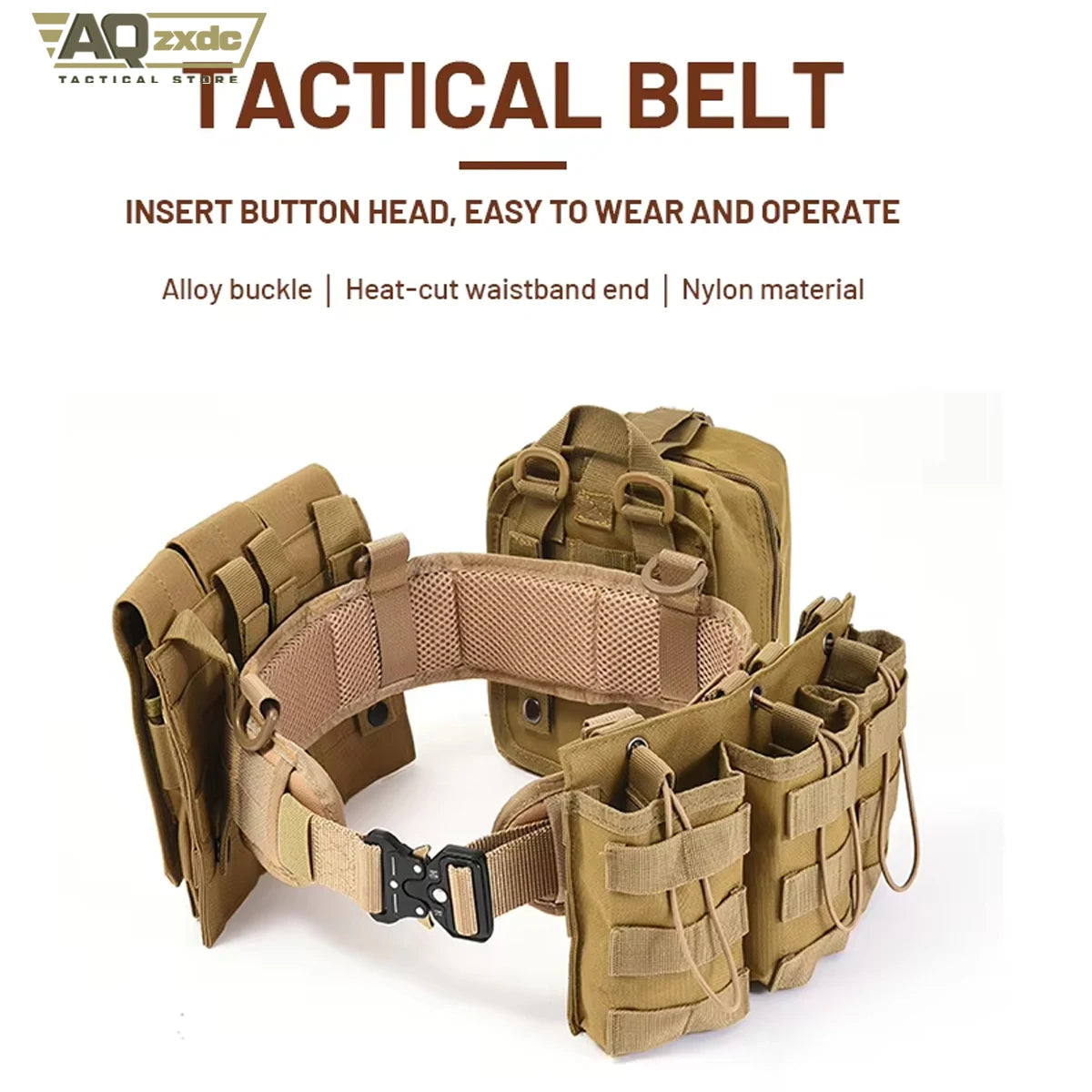 AQzxdc Tactical Assault Belt Set With Triple Magazine Bag & Triple Tool Bag & Multi-function Sundries Bag for Outdoor Training