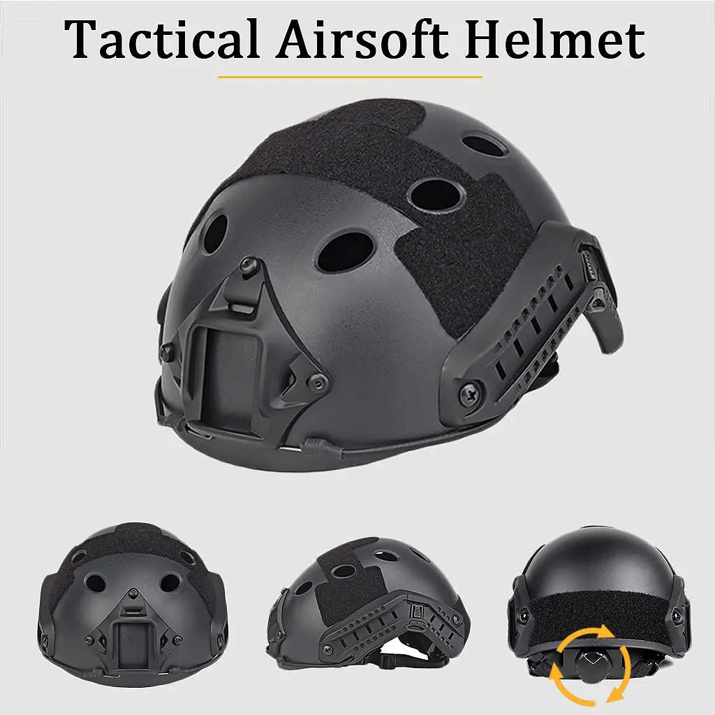 Tactical Helmet Set, Wiht Military Headset & Goggles & NVG Mount & Telescope Model Tactical Combination, for Airsoft Protective