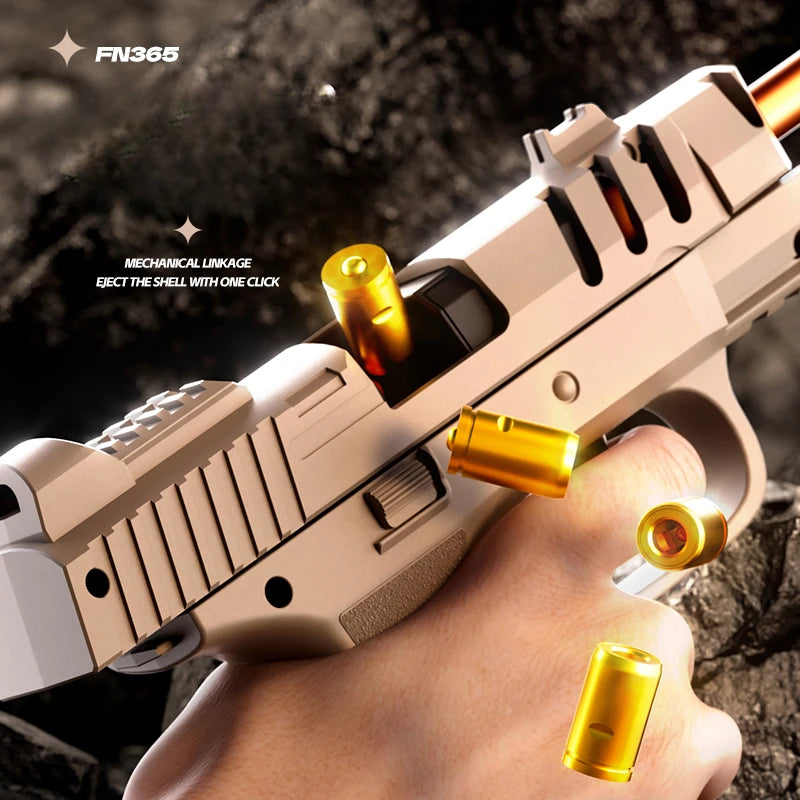 Auto Mini FN365 Black Toy GunContinuous Firing Shell Throwing Gun Model Soft Bullet Launcher BlowBack Airsoft Pistol for Kids
