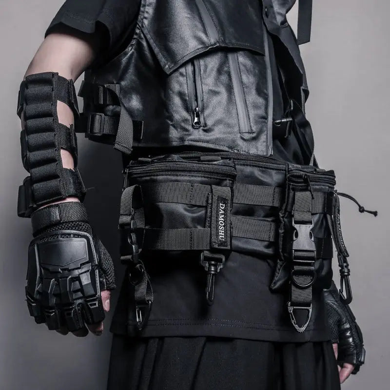 AQzxdc Tactical Techwear Hip Hop Detachable Combined Waist Bag, Multifunctional Crossbody Chest Bag Street Casual Fanny Pack