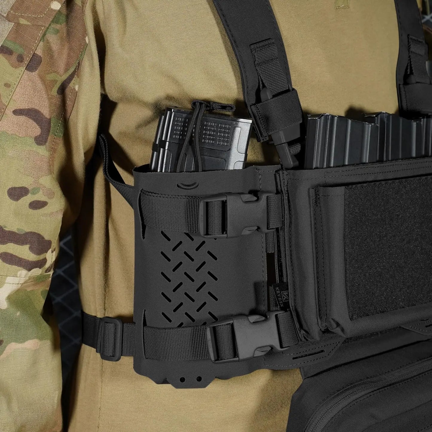 AQzxdc 2 Pcs Tactical Cummerbund Radio Pouch Magazine Holder Carrier Front Hook & Loop Quick Release