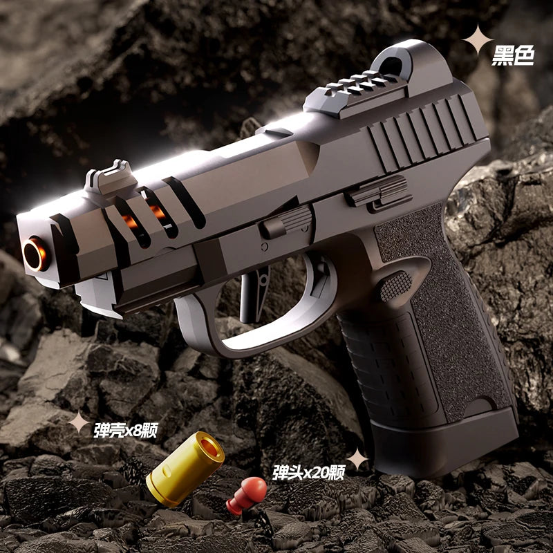 Auto Mini FN365 Black Toy GunContinuous Firing Shell Throwing Gun Model Soft Bullet Launcher BlowBack Airsoft Pistol for Kids