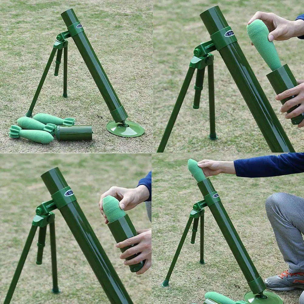 Tactical Toy Set, 60 mm Tactical Mortar with Sponge Safety Pistol, Interesting Shooting Toy, Green 58.4 cm Airsoft Grenade Model