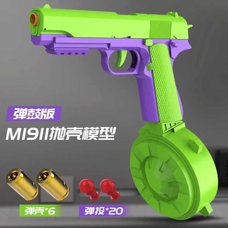 Shake sound explosion model 3D gravity radish gun can be thrown shell can be launched decompression toy gun 1911 pistol model gi
